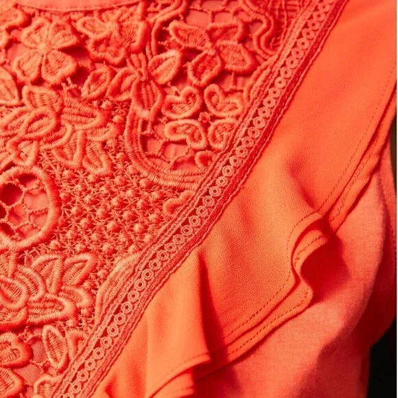 Anthropologie Tiny Emma Orange Lace Ruffle Tank in Sz XS - Picture 2 of 10